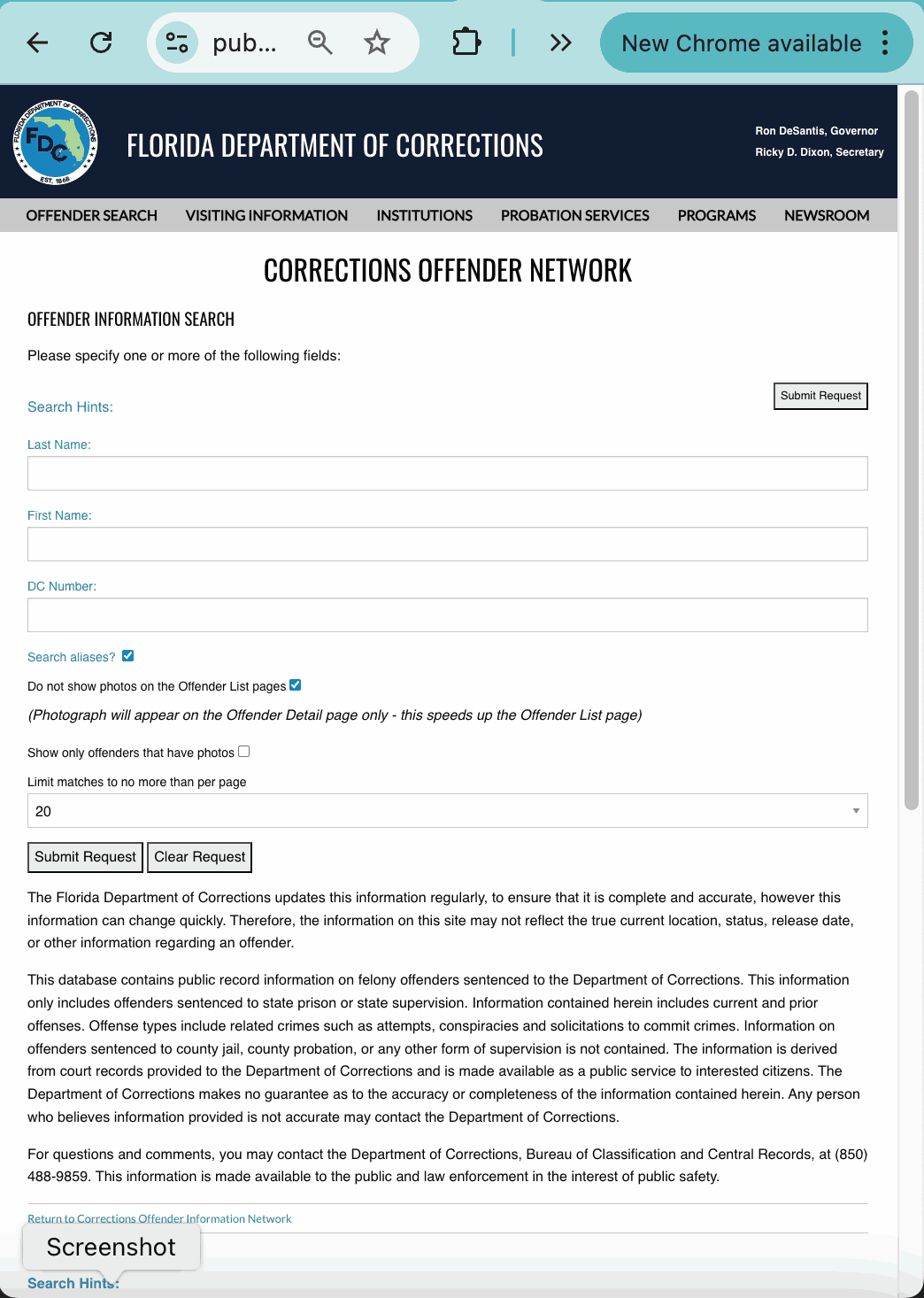 The Florida Department of Corrections